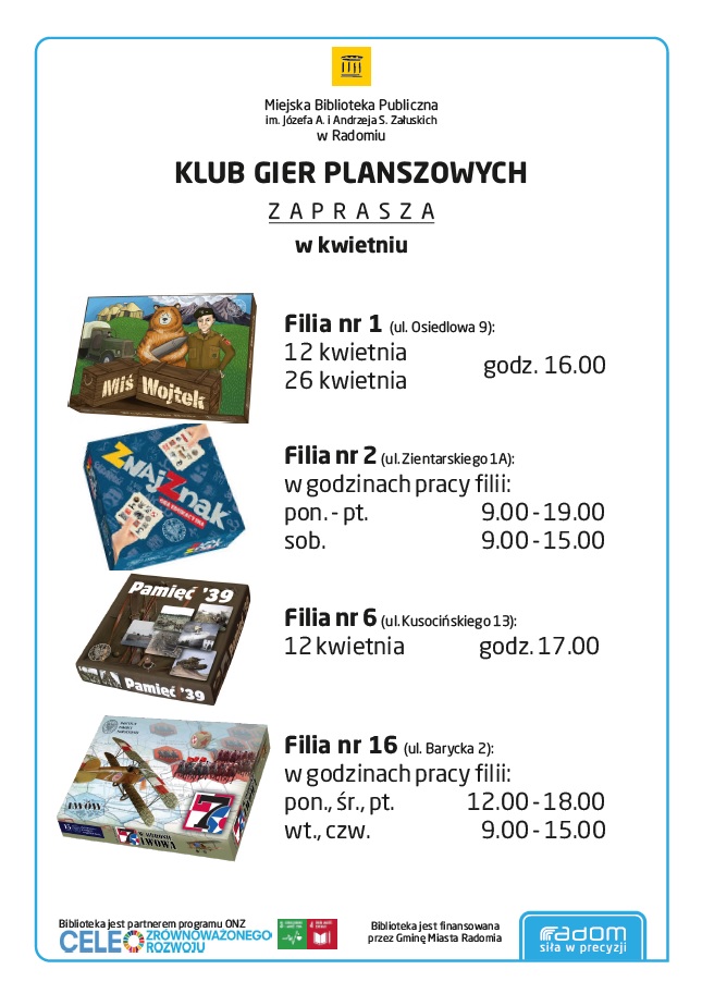 klub gier planszowych kwiecien