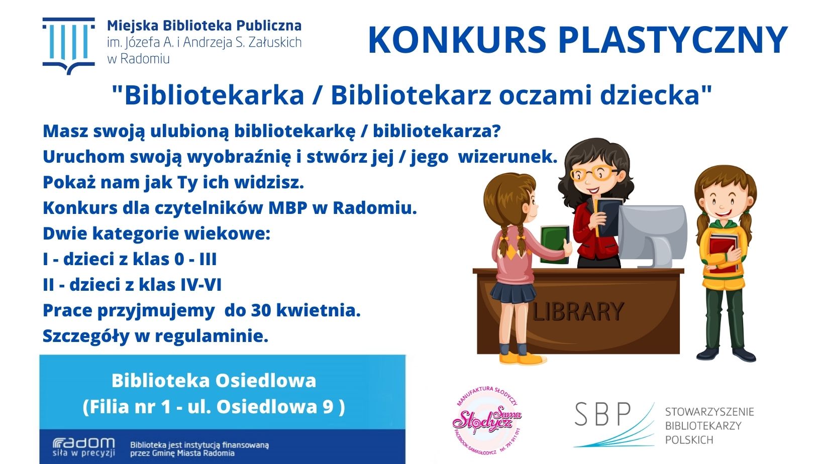 Konkurs plastyczny „Bibliotekarka / Bibliotekarz oczami dziecka”