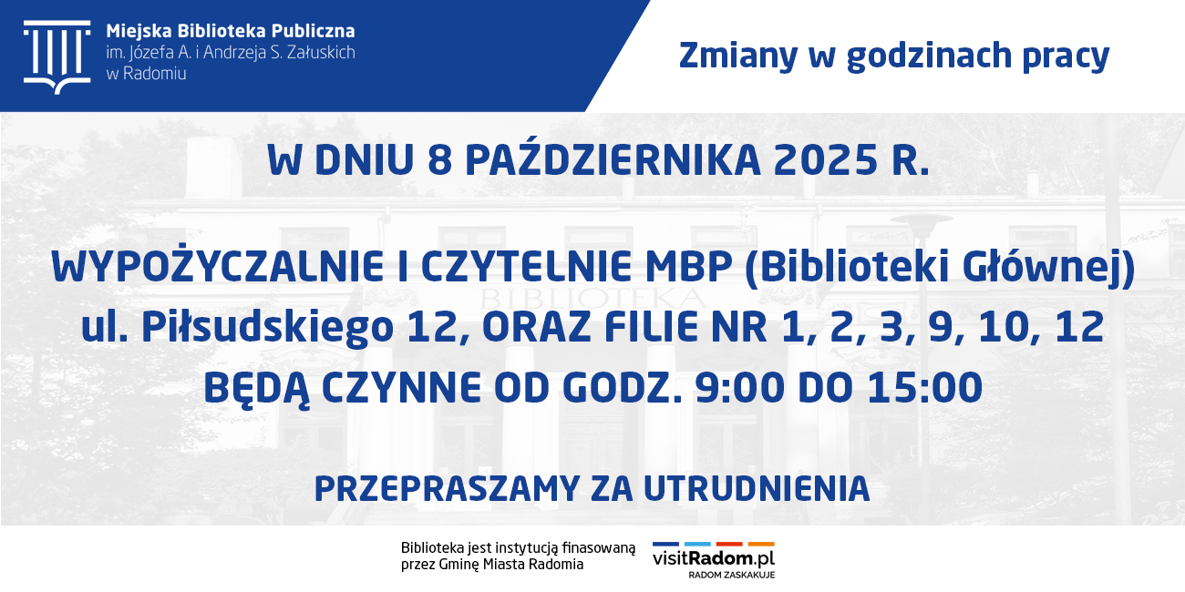 8 października 2025 r. – zmiana godzin pracy