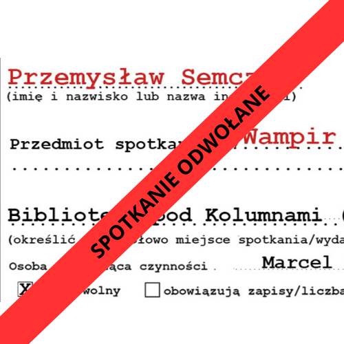 Odwołane spotkanie autorskie – Przemysław Semczuk (30.11)